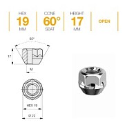 Гайка M14x1.5 L17 H19 Zn конус Ellis N19ECN17O