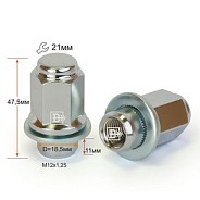 Гайка M12x1.25 D18.5 L47.5 H21 Cr п/шайба Вектор 724844 Cr